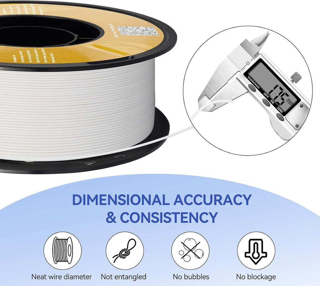 Kingroon Matte PLA Filament 1.75mm 3D Printer Filament Matte Filament 10kg Dimensional Accuracy +/- 0.02 mm (10 Rolls White)
