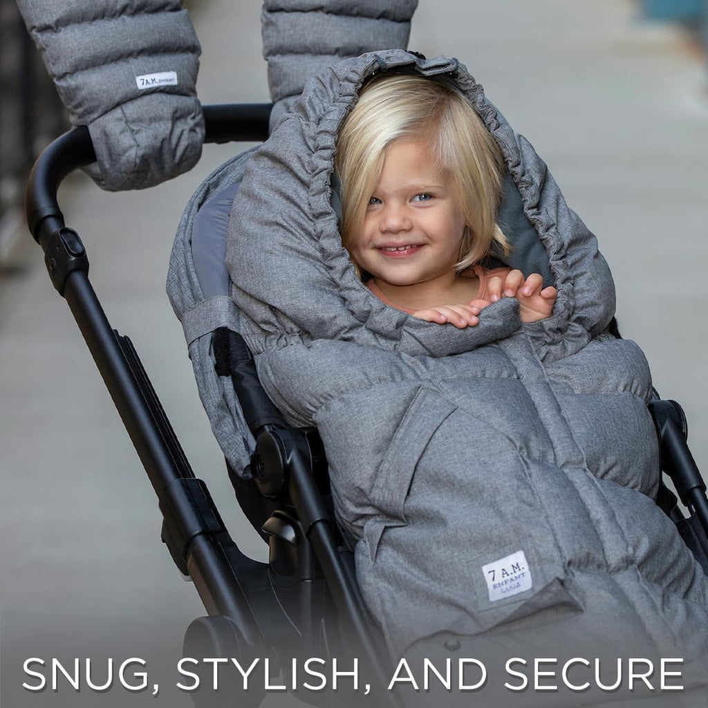7AM Enfant Stroller Blanket 212 - Adjustable Baby Car Seat Zipped Blanket for Babies Winter, Unisex Multi Purpose Fleece Lined Warm Hooded Toddler Footmuff Water Repellent | (6M - 4T)