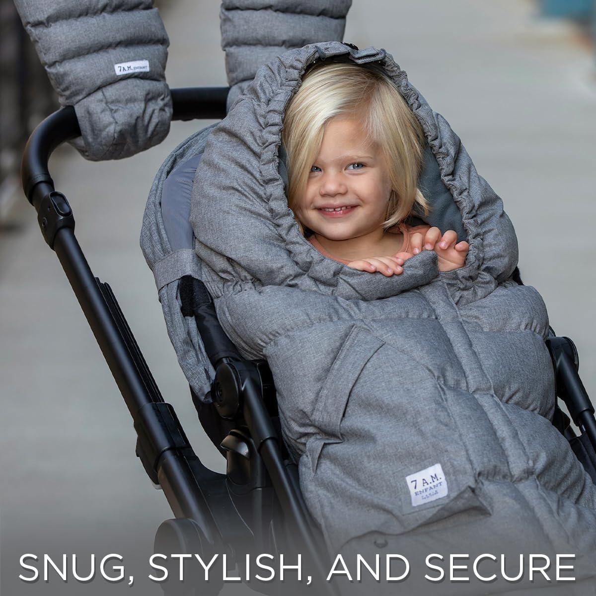 7AM Enfant Stroller Blanket 212 - Adjustable Baby Car Seat Zipped Blanket for Babies Winter, Unisex Multi Purpose Fleece Lined Warm Hooded Toddler Footmuff Water Repellent | (6M - 4T)