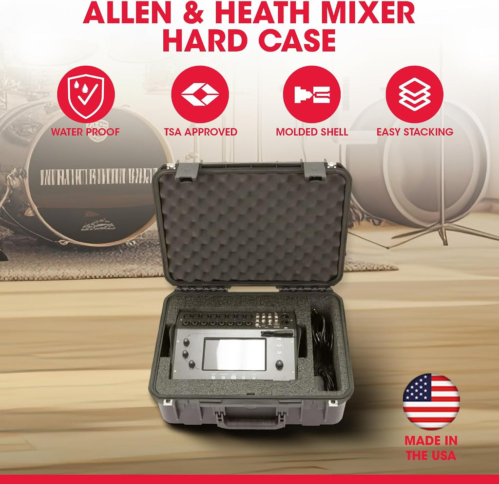 SKB iSeries Allen & Heath CQ-12T or CQ-18T Mixer Waterproof Hard Case, Polypropylene Shell with Custom Foam Interior and Internal Side Pocket