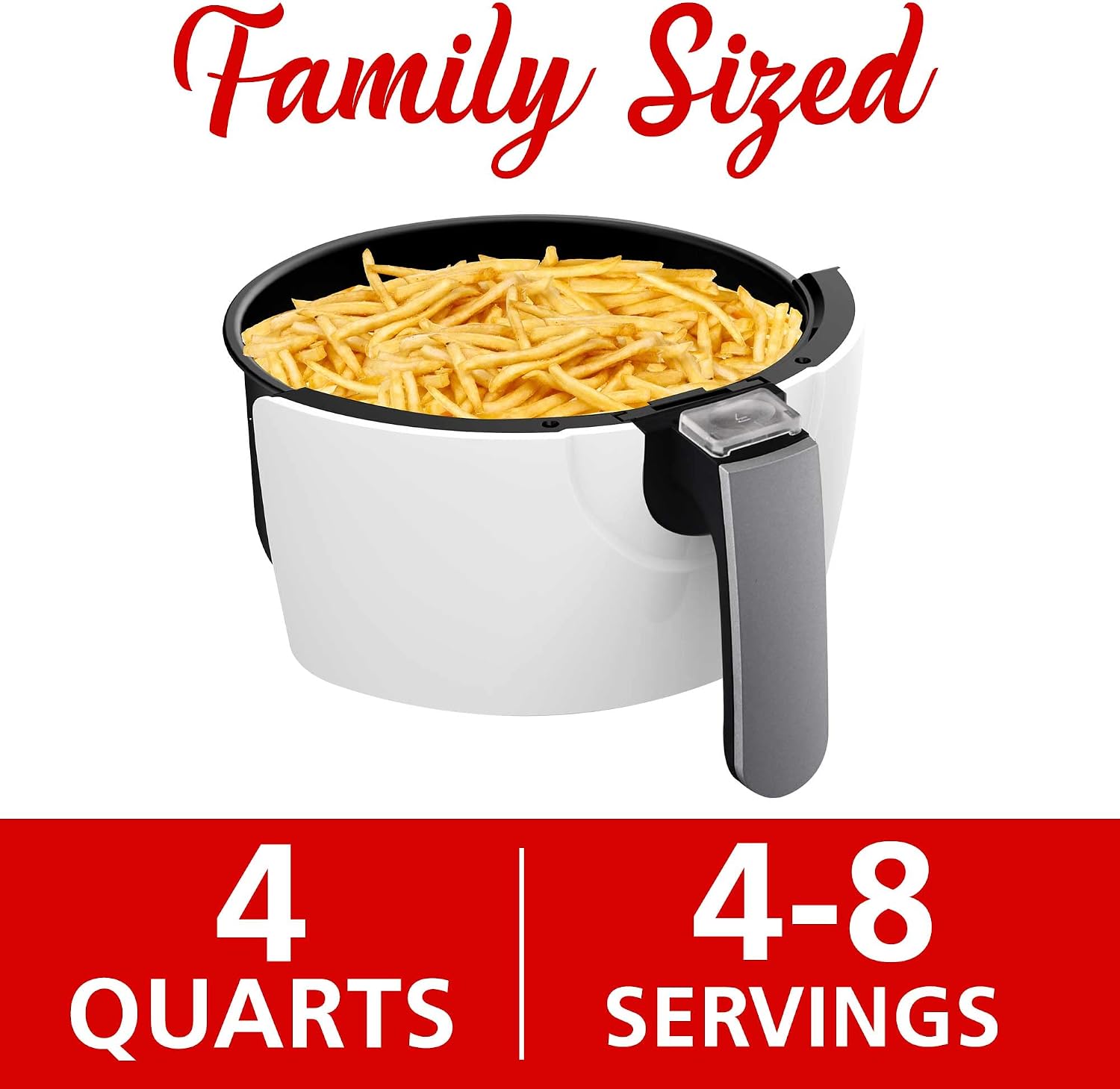 Brentwood Large Electric Digital Air Fryer, Timer & Temp. Control (4-Quart, White)