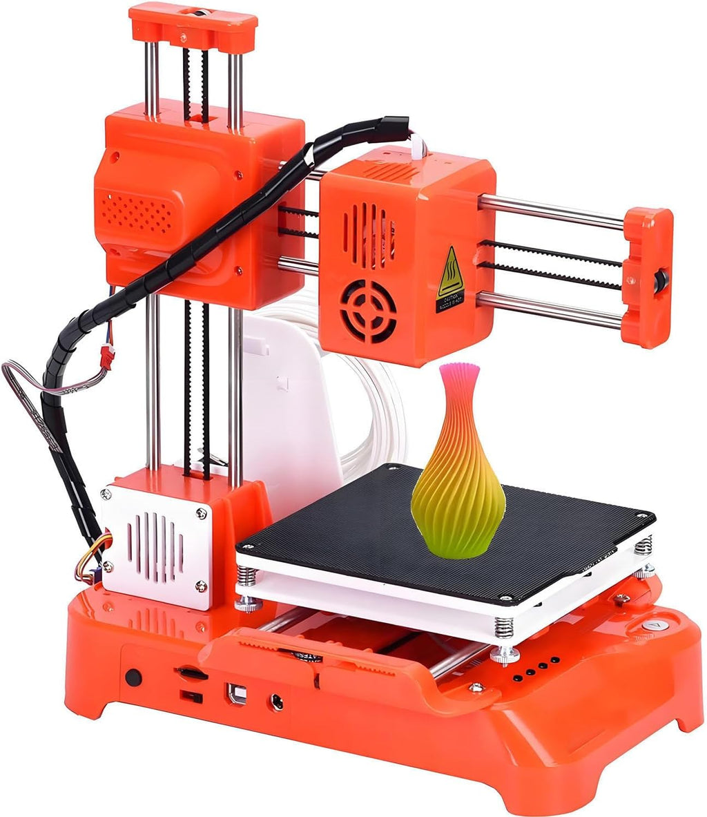 Mini 3D Printer for Kids,100 * 100 * 100mm Print Size,with Pla Filament,USB Cable,Tf Card,Magnetic Removable Plate,Leveling-Free Printer,for Beginners,Kids,Student Education Orange
