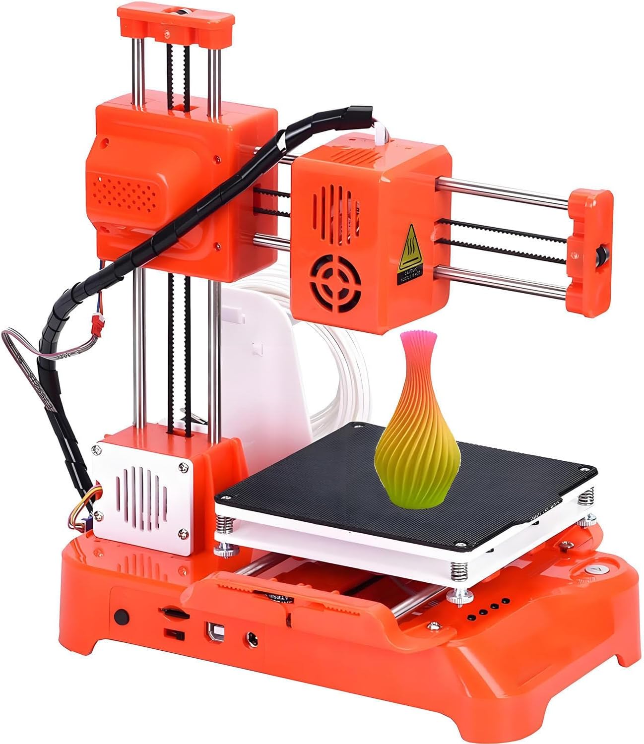 Mini 3D Printer for Kids,100 * 100 * 100mm Print Size,with Pla Filament,USB Cable,Tf Card,Magnetic Removable Plate,Leveling-Free Printer,for Beginners,Kids,Student Education Orange
