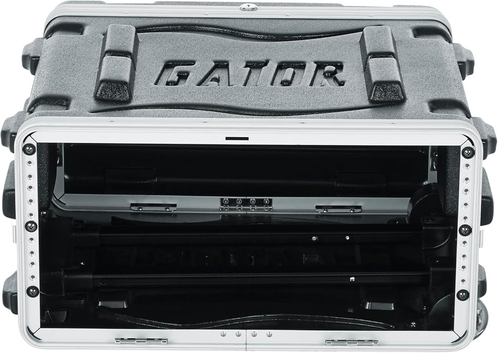Gator Cases Lightweight Rolling 4U Rack Case with Heavy Duty Latches, Retractable Tow Handle, and Recessed Wheels, Standard 19.25' depth (GRR-4L)