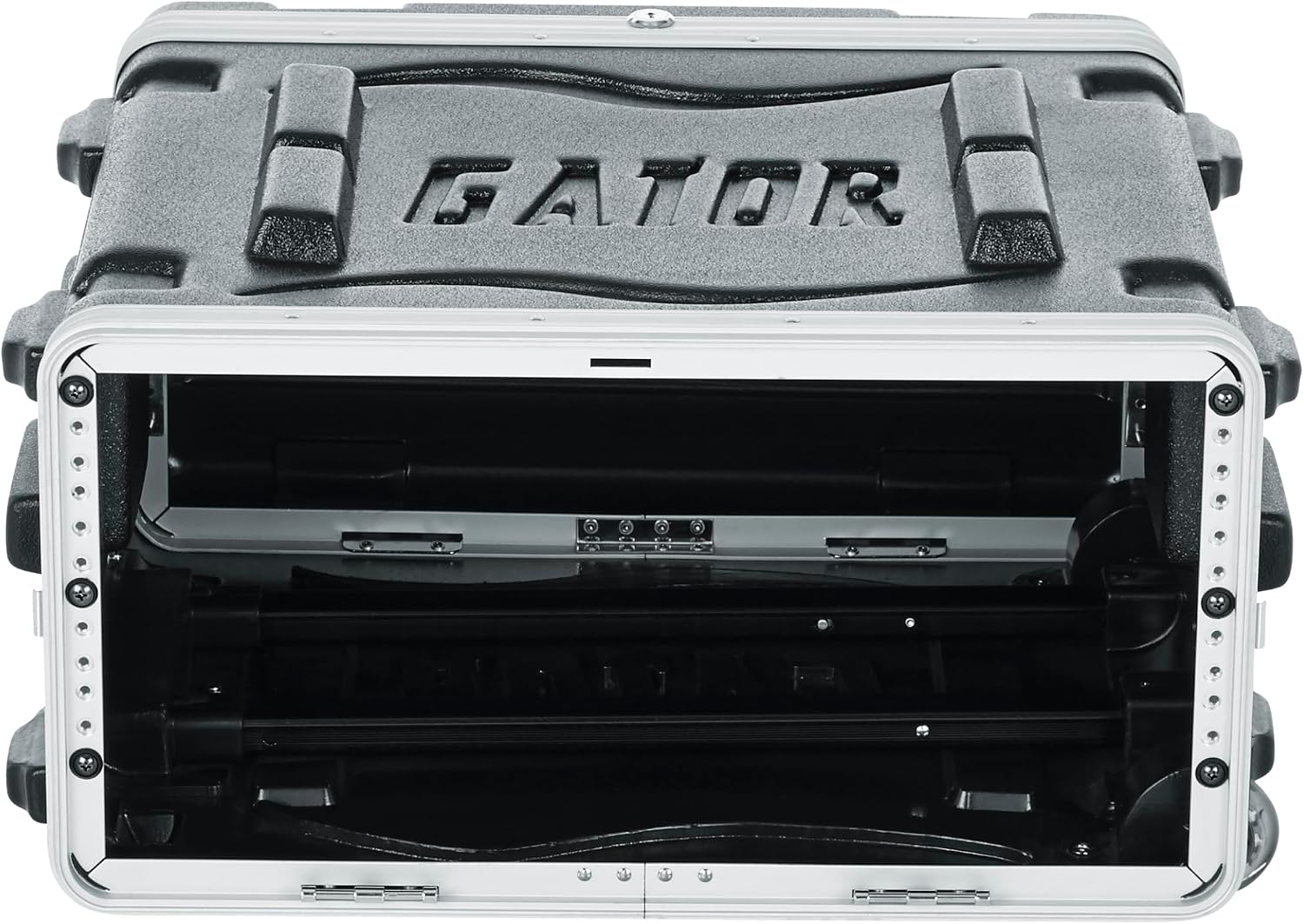 Gator Cases Lightweight Rolling 4U Rack Case with Heavy Duty Latches, Retractable Tow Handle, and Recessed Wheels, Standard 19.25' depth (GRR-4L)
