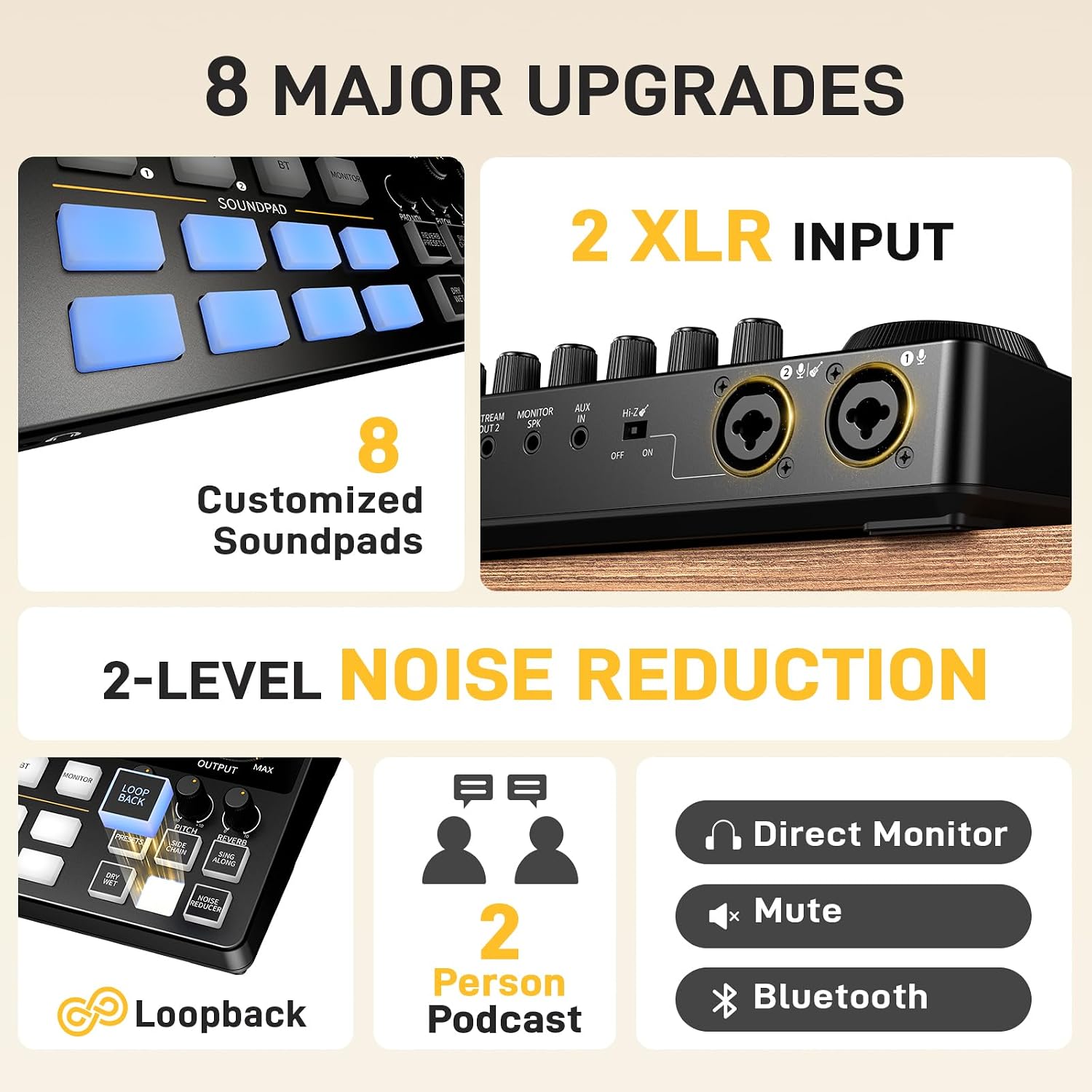 MAONO Podcast Equipment Bundle for 2: Audio Interface Mixer with 2 XLR Dynamic Mic and 2 Headphone Podcast Streaming MaonoCaster E2 Gen2+2*PD100+2*MH700