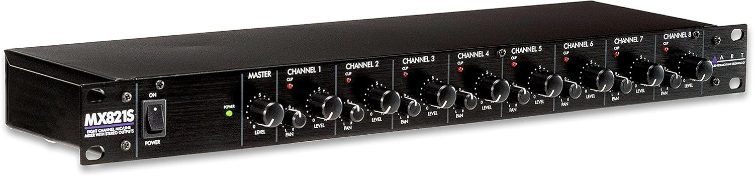 ART MX821S Eight Channel Mic/Line Mixer with Stereo Outputs, MultiColored