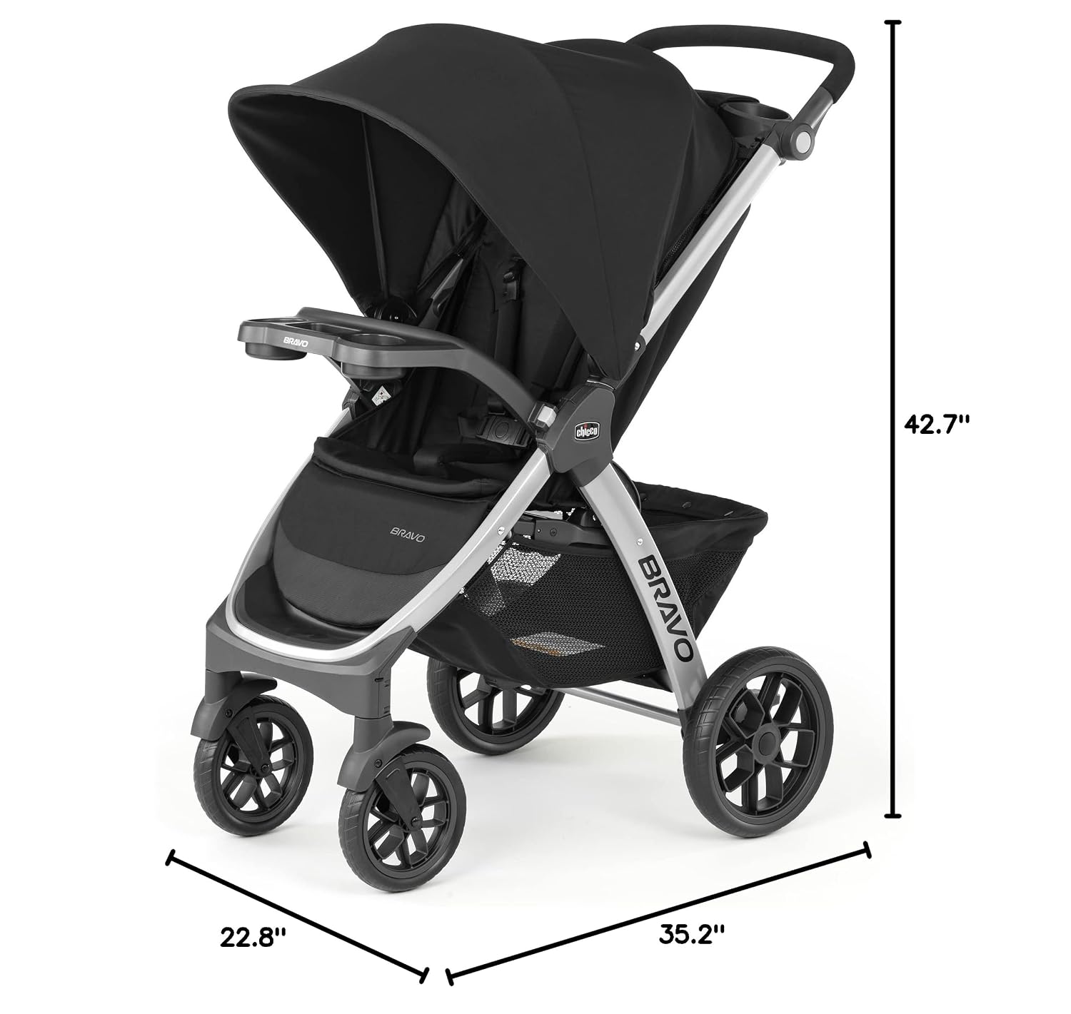 Chicco Bravo Quick-Fold Stroller - Black | Black