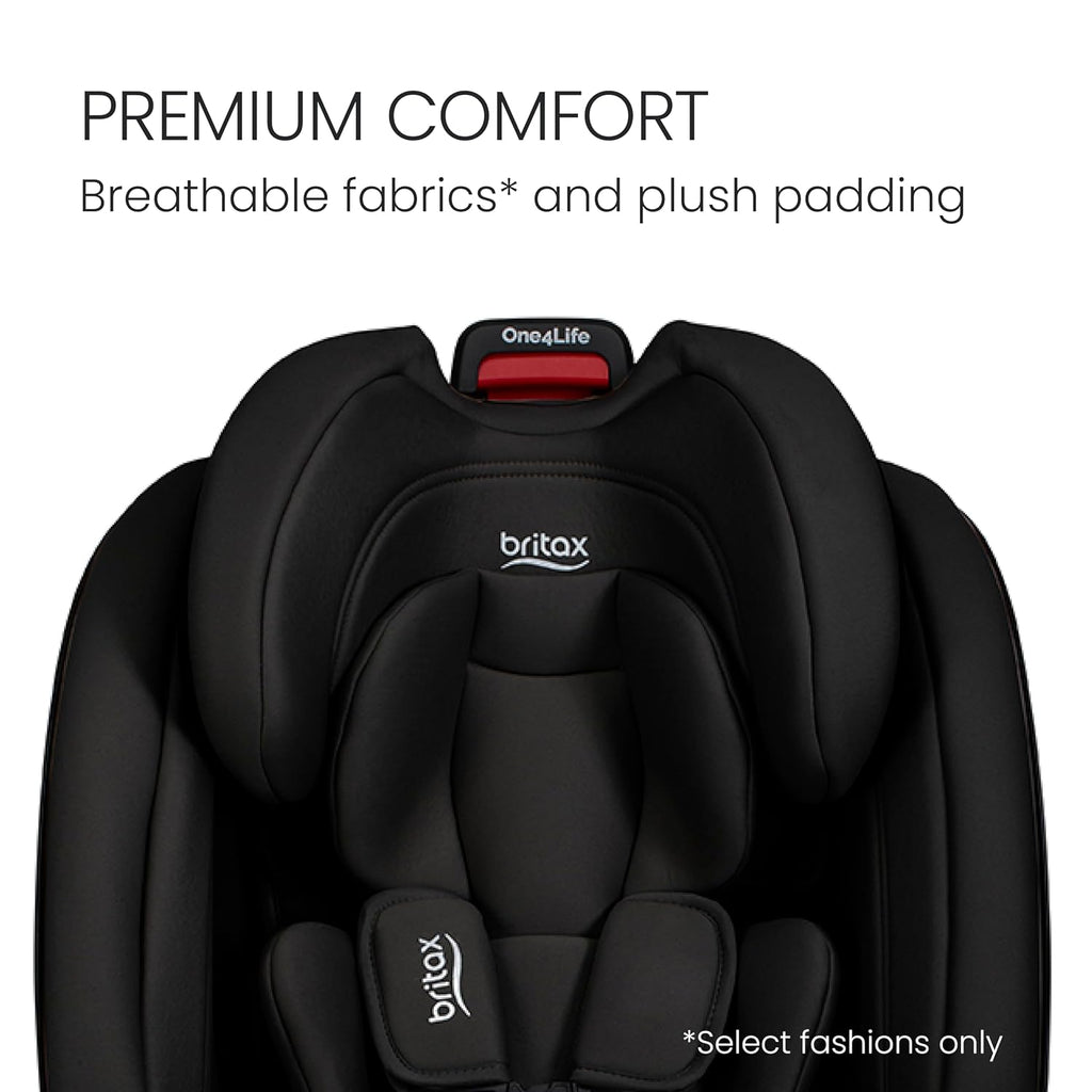 Britax One4Life All-in-One Car Seat, Up to 10 Years of Use, Rear Facing, Forward Facing, & Booster Modes, Extended Rear-Facing, ClickTight Installation & Breathable SafeWash Fabrics — Raven Black