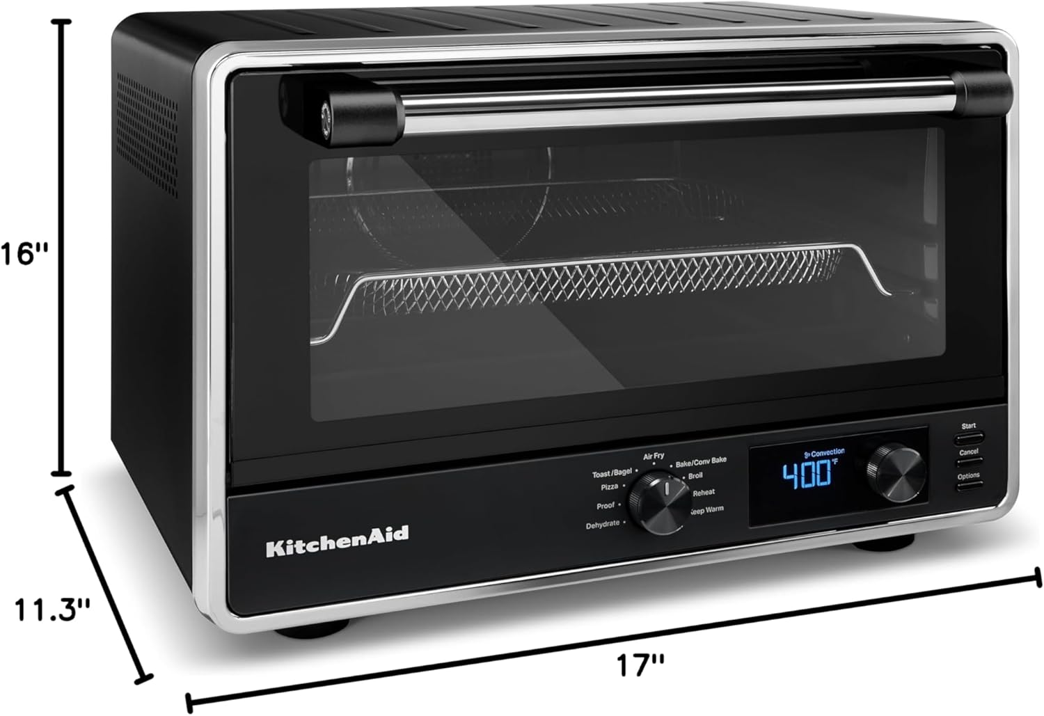 KitchenAid Digital Countertop Oven with Air Fry & Pizza Stone, KCO128BM, Black Matte