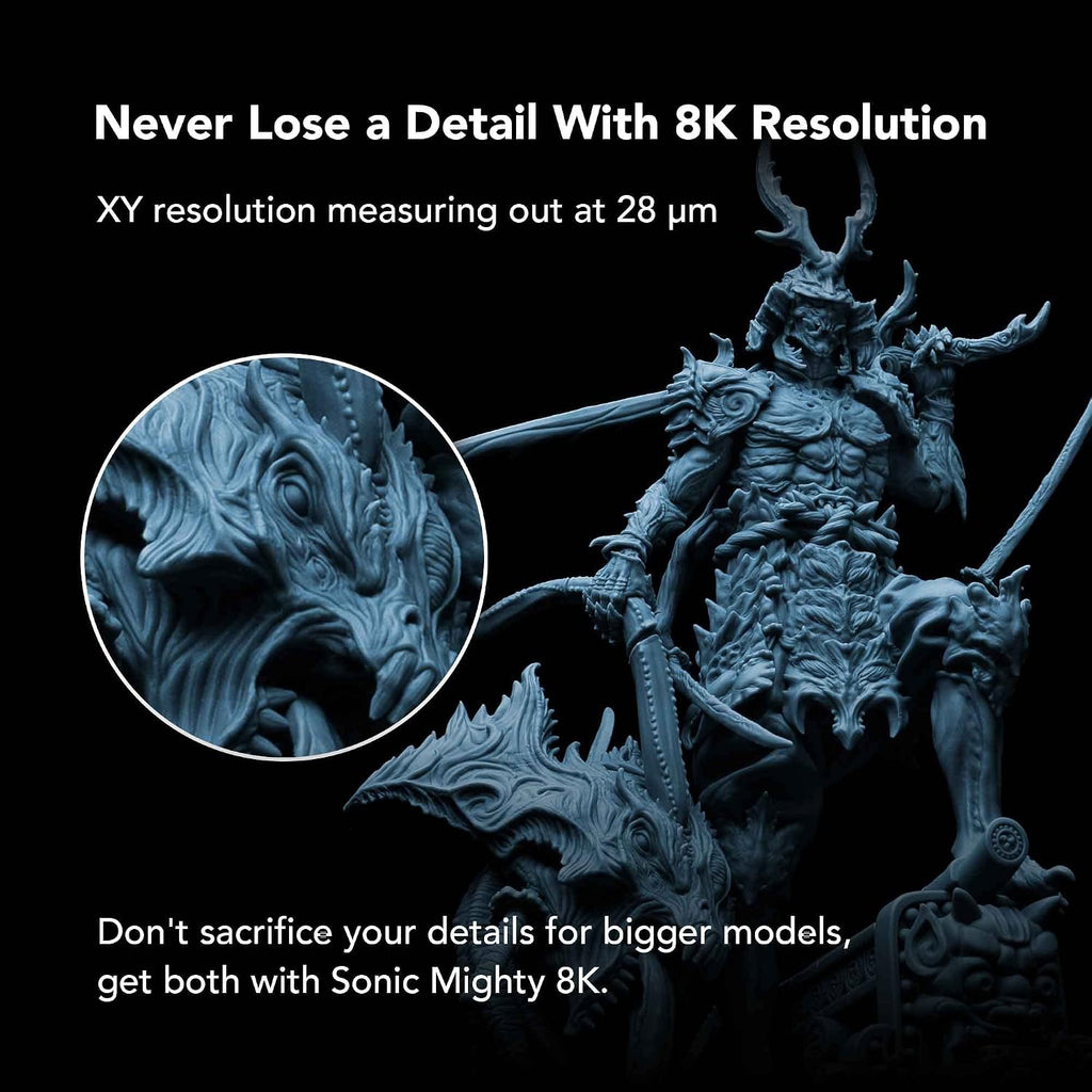 phrozen Sonic Mighty 8K LCD Resin 3D Printer, 10' Monochrome LCD, Tabletop 3D Resin Printer with 28µm XY Resolution, 8.6 * 4.8 * 9.3 Inch Printing Volume for Models, Miniatures and Action Figures