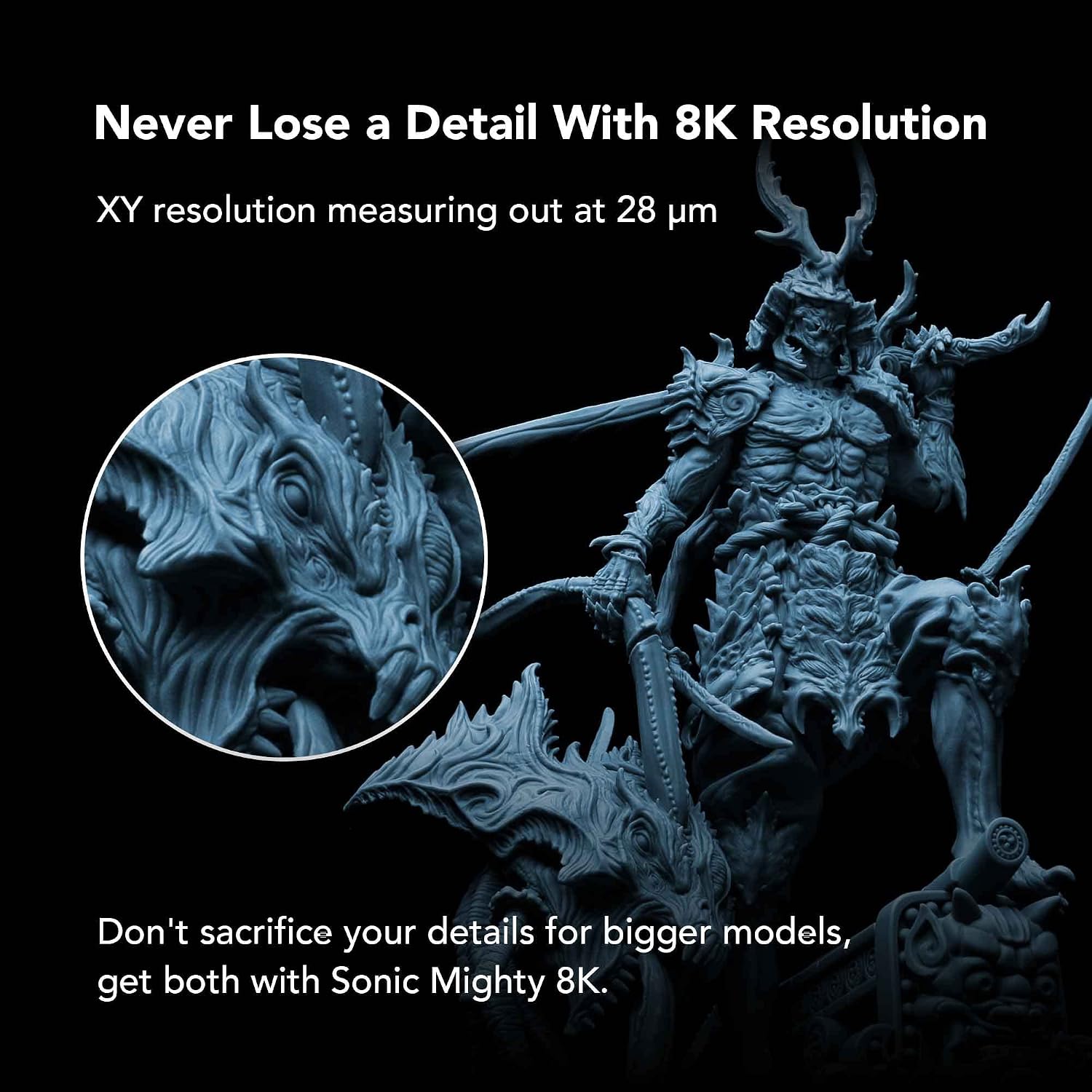 phrozen Sonic Mighty 8K LCD Resin 3D Printer, 10' Monochrome LCD, Tabletop 3D Resin Printer with 28µm XY Resolution, 8.6 * 4.8 * 9.3 Inch Printing Volume for Models, Miniatures and Action Figures
