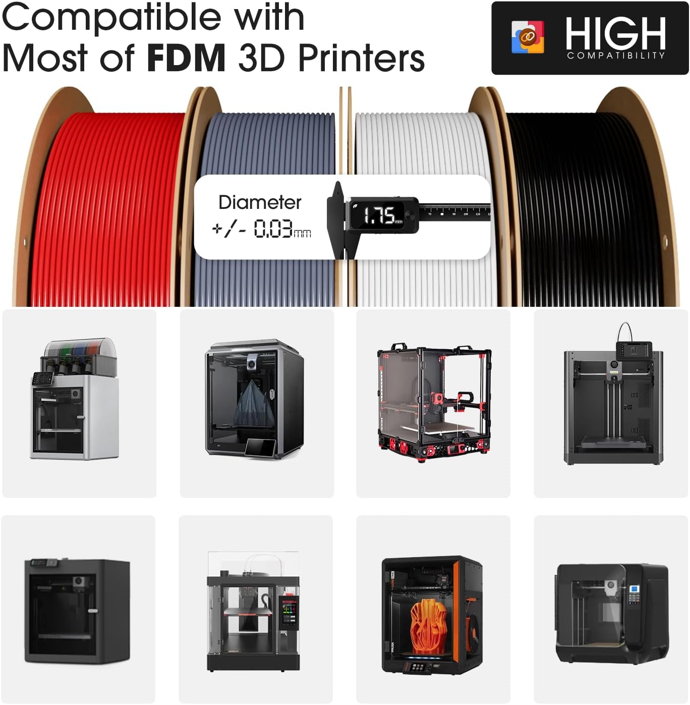 eSUN 10KG Bulk PLA+ Filament 1.75mm, Classic 10 Colors Bundle, 10 Spool Pack (1KG/Spool) Pro-Grade High Toughness PLA Plus 3D Printer Filament, Clog-Free, Dimensional Accuracy +/- 0.03mm
