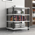 1/2/3/4 Tier Audio Rack Tower AV Media Stand Media Audio Tower Cabinet Entertainment Stereo Racks Audio/Video Component Cabinet AV Equipment Cabinet Display Stand,White,4 Tier