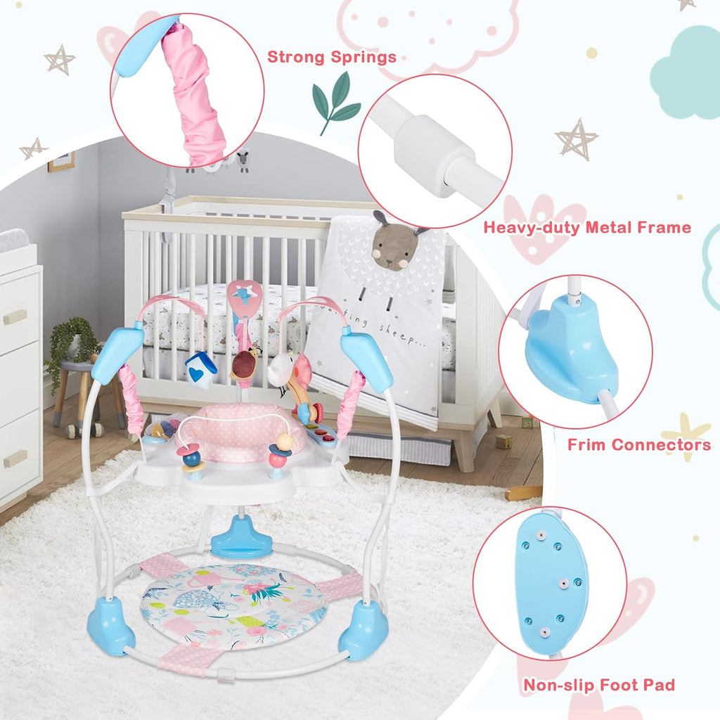 Baby Activity Center, Infant Jumpers and Bouncers with Music, Lights, Infant Toys, 360°Rotating Seat, 3 Adjustable Heights, Baby Play and Learning Center for 6+ Months