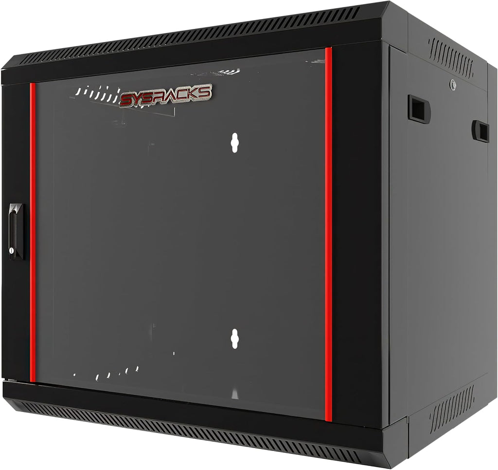 9U Wall Mount Home Lab Server Rack – 19' Locking Network Cabinet, 18' Deep Empty Rack Enclosure for Routers, NAS, Switches and Home Network Equipment