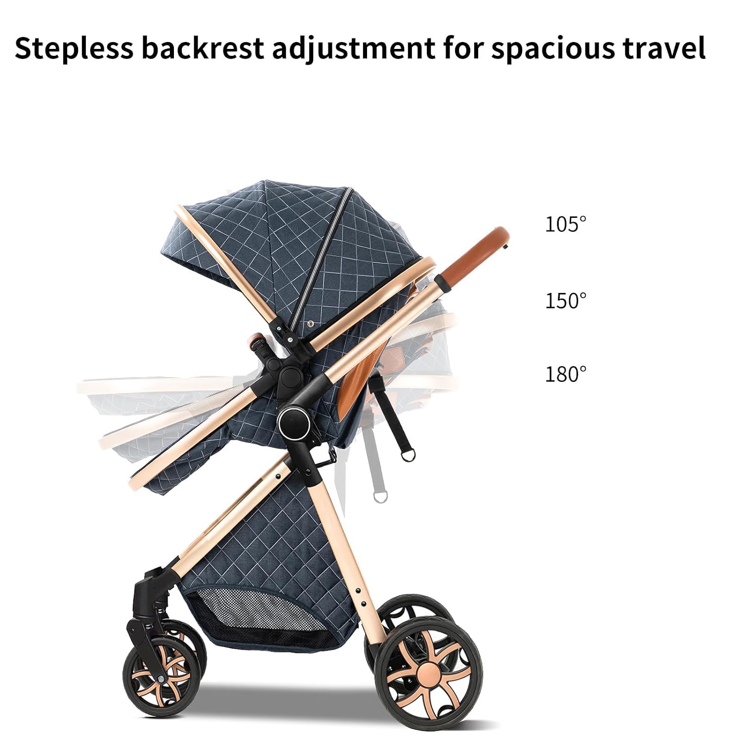 2 in 1 Baby Stroller, Convertible Pram, Reversible Standard Stroller, Portable Baby Buggy, Infant Carriage, Foldable High Landscape Pushchair for Toddler Newborn (225 Pink)