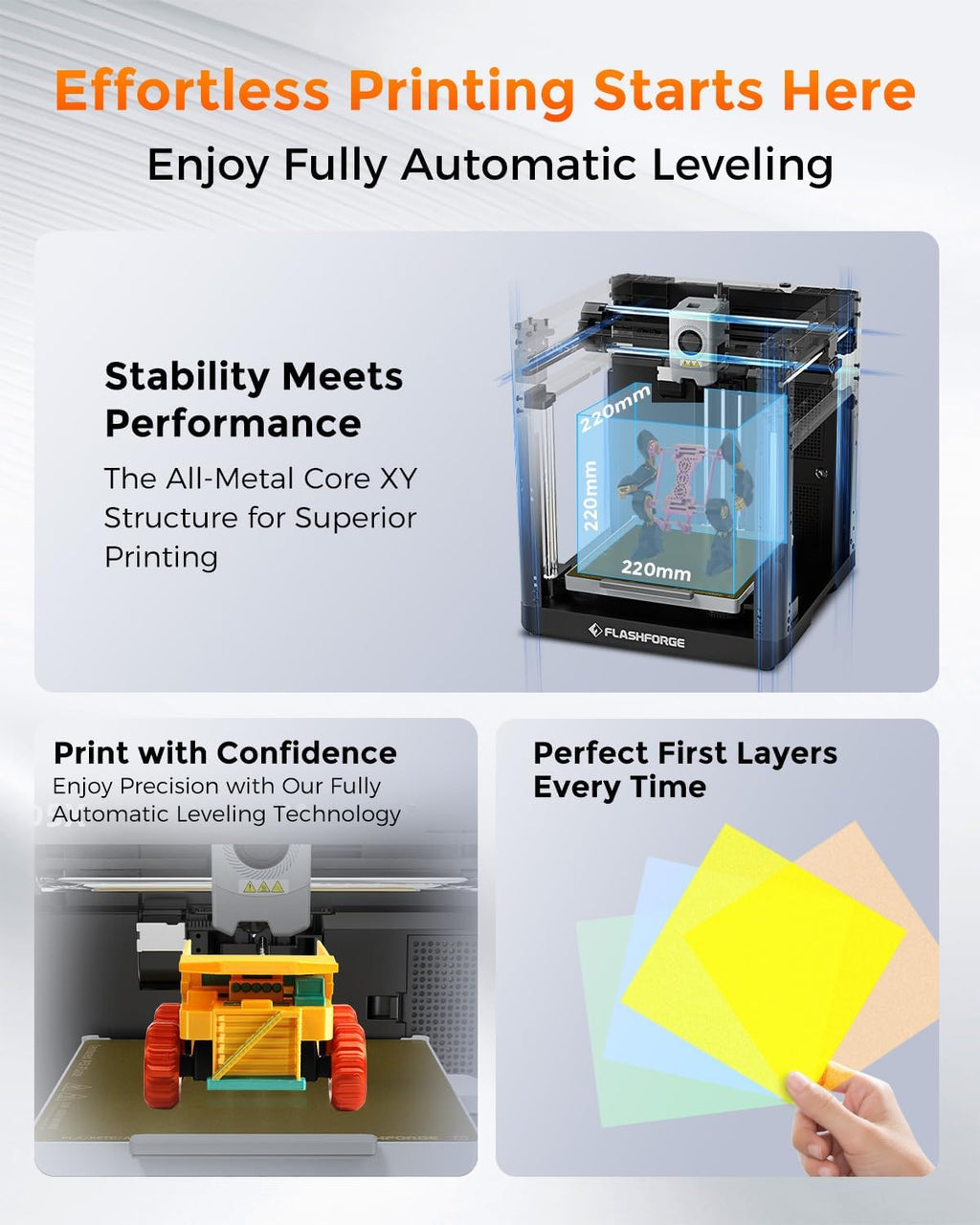 FLASHFORGE AD5X Multi-Color 3D Printer 4 Colors with IFS, Fully Auto Leveling FDM 3D Printer with Max 600mm/s High Speed Printing and Max 300°C Nozzle, Large Printing Size 220 * 220 * 220mm