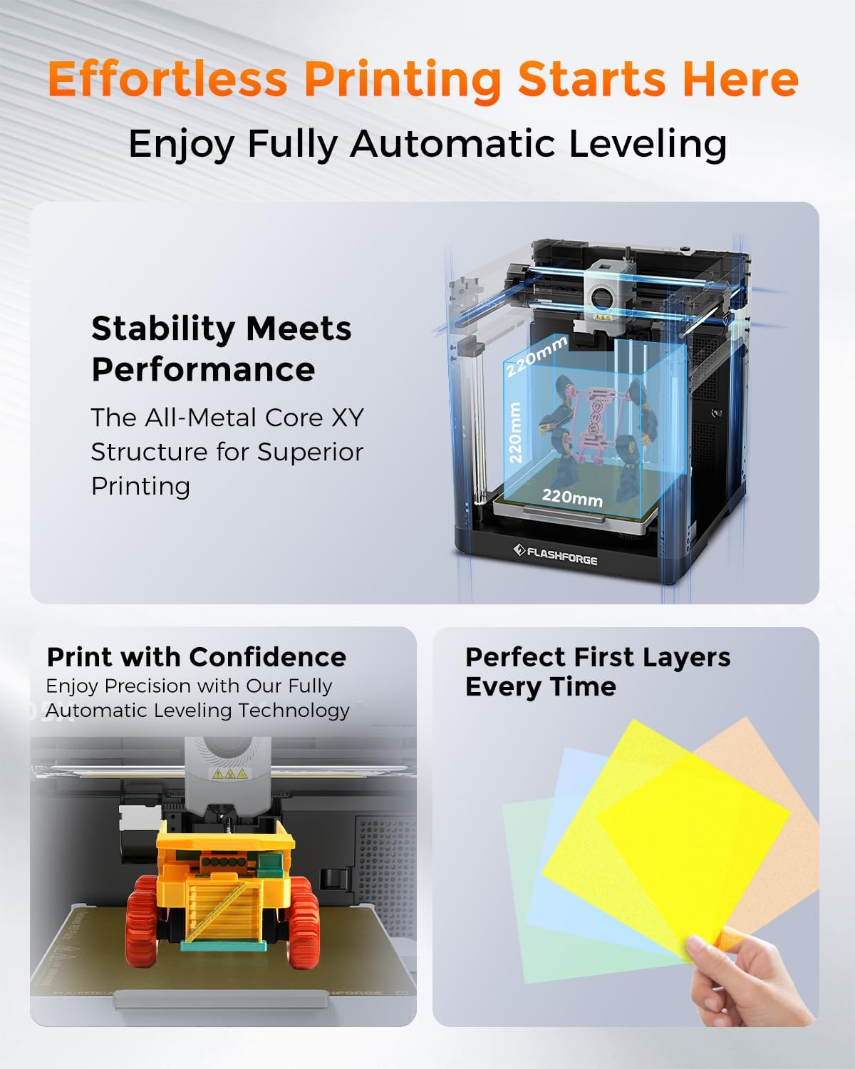FLASHFORGE AD5X Multi-Color 3D Printer 4 Colors with IFS, Fully Auto Leveling FDM 3D Printer with Max 600mm/s High Speed Printing and Max 300°C Nozzle, Large Printing Size 220 * 220 * 220mm