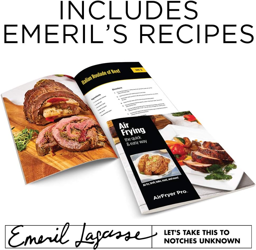 Emeril Lagasse AirFryer Pro with Rotisserie and Dehydrate, 6 Quart, Black and Stainless Finish