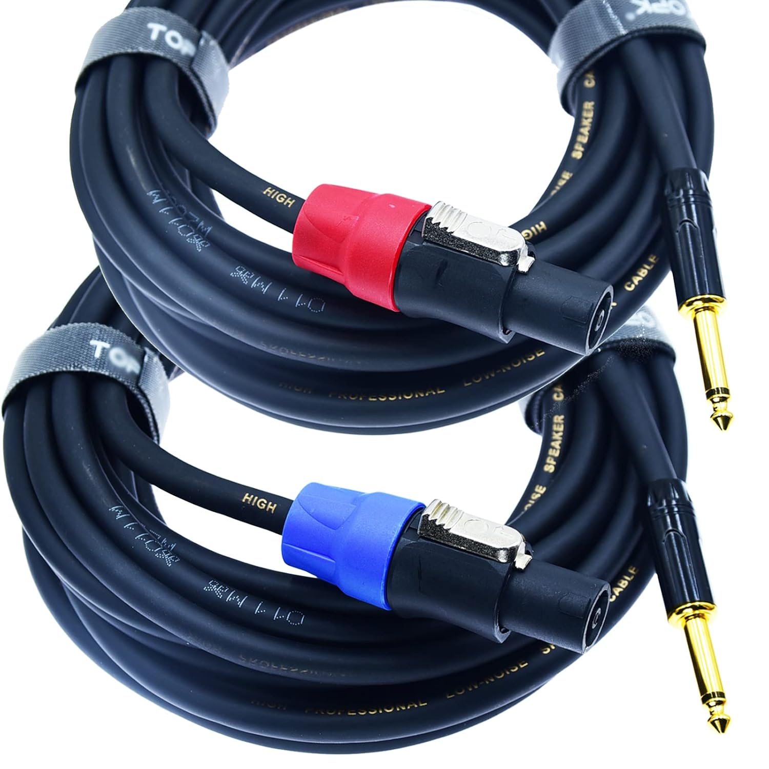 speak on 2Pcs Professional Speakon to 1/4 Inch ts Speaker Cable for pa jack Pair 14 awg Gauge Male Audio port plug Amplifier Connection dj amp Heavy Duty bocina Cord Wire ft with Twist Lock(40 feet)