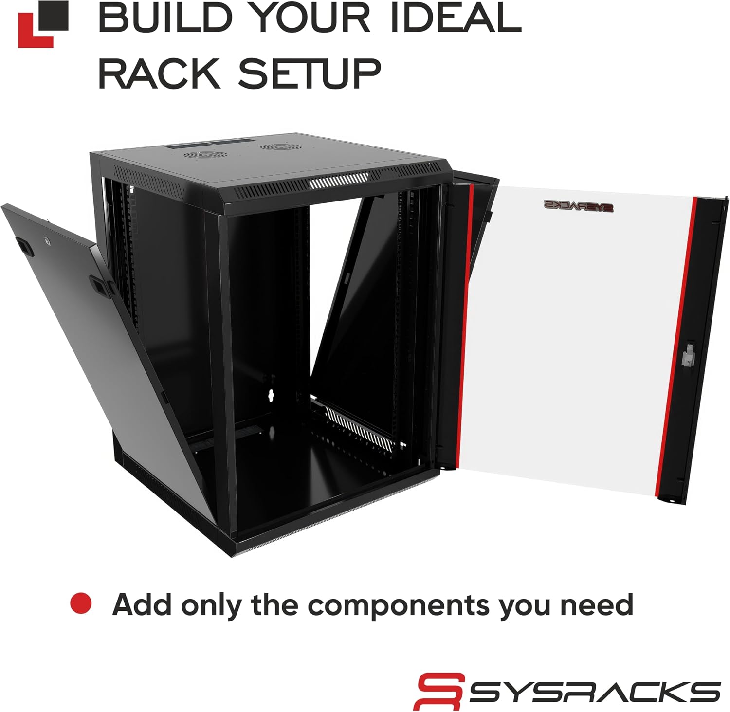 15U Wall Mount Network Cabinet, 18 Inch Deep Enclosed Server Rack with Locking Tempered Glass Door for Home Lab, Office IT & AV Equipment