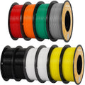 Kingroon 3D Printer Rapid PETG Filament Bundle1.75mm,Dimensional Accuracy +/- 0.03 mm,1kg/Spool(2.2lbs),10 Spools PETG Filament Bundle-2×Black+2×White+2×Yellow+1×Gray+1×Red+1×Orange+1×Green