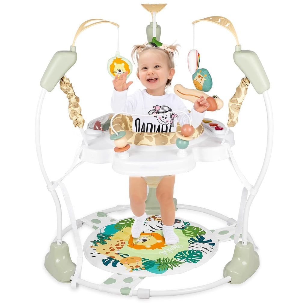 Baby Activity Center, Infant Jumpers and Bouncers with Music, Lights, Infant Toys, 360°Rotating Seat, 3 Adjustable Heights, Baby Play and Learning Center for 6+ Months