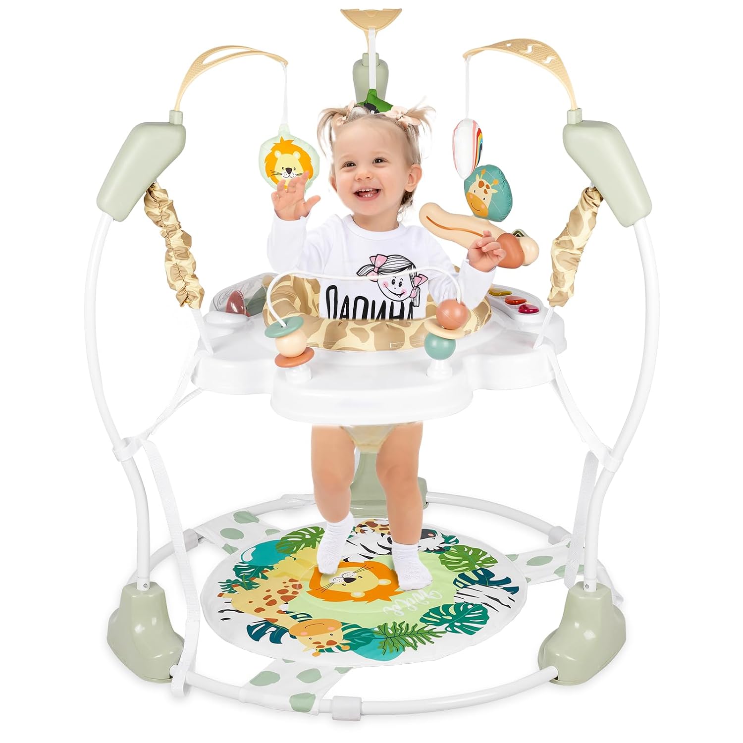 Baby Activity Center, Infant Jumpers and Bouncers with Music, Lights, Infant Toys, 360°Rotating Seat, 3 Adjustable Heights, Baby Play and Learning Center for 6+ Months