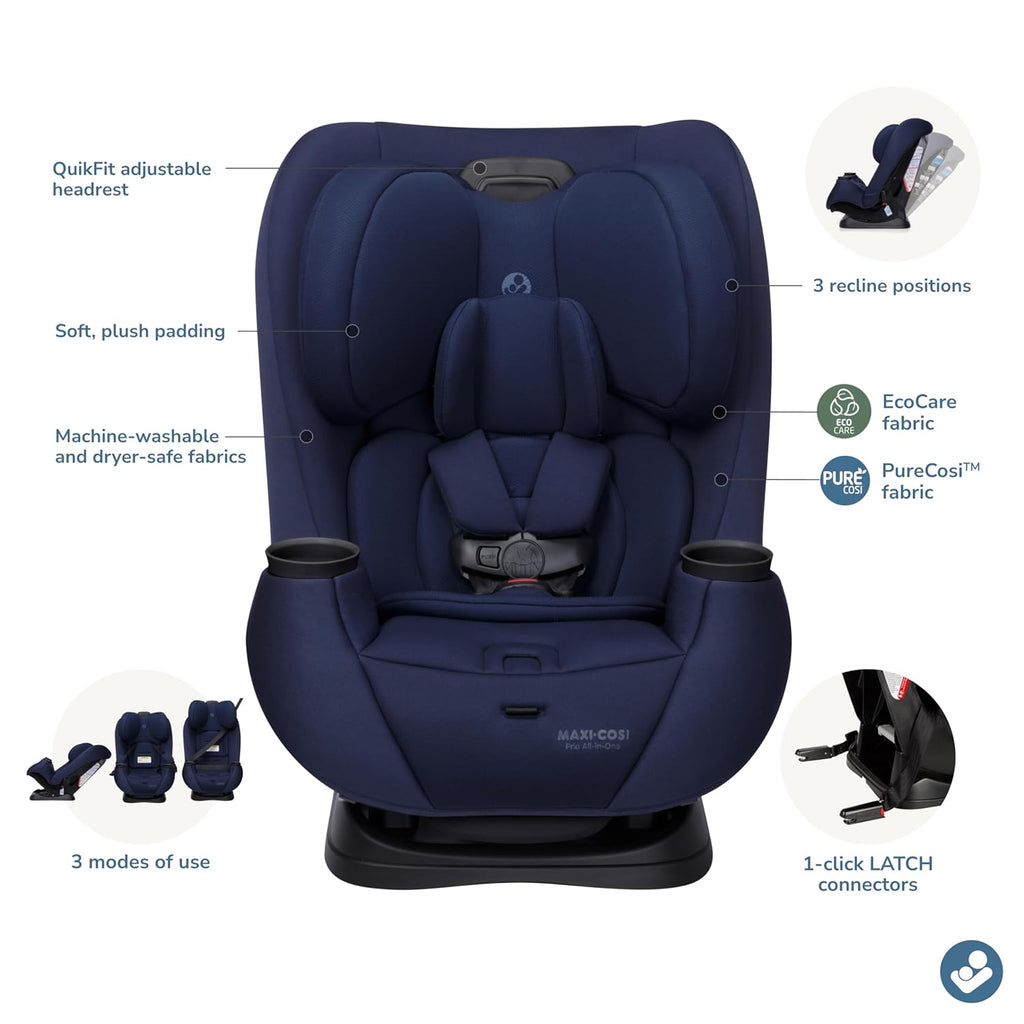 Maxi-Cosi Pria 3-in-1 Convertible Car Seat, Infant to Toddler Car Seat, Easy-Install Harness, Machine-Washable Cover, 5-100 lbs, Seafaring