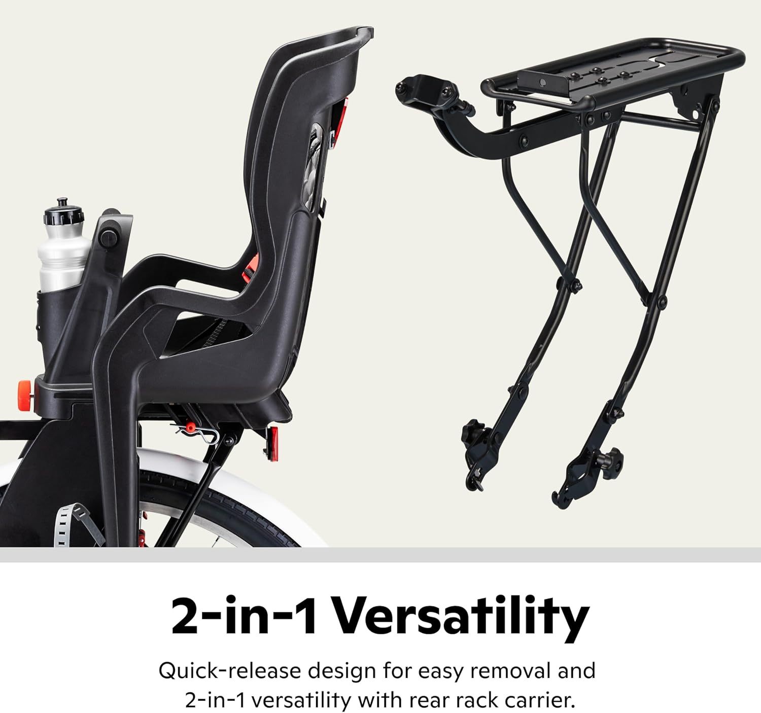 Schwinn Deluxe Child Bike Carrier, Seats one Kid Ages 1+, Frame Mount, Adjustable Safety Harness, Quick Release Design, Comfortable Padding, Rear-Mounted Child Bike Seat for Toddler