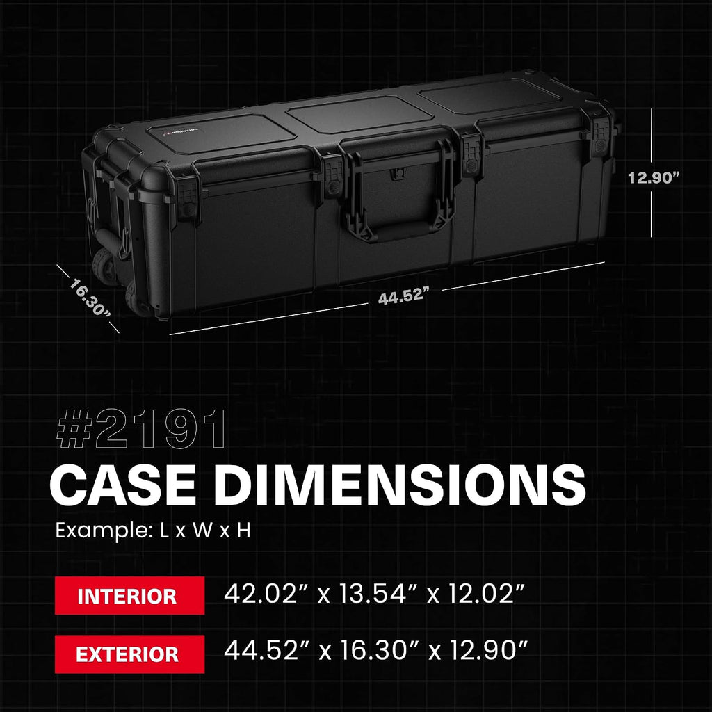 Condition 1 45' Waterproof Hard Case w/Wheels & Pluckable Foam – Lockable, IP67-Rated Waterproof, TSA Approved Storage Trunk for Gear, Camera, Equipment – Black, Made in USA, 44.52'x16.30'x12.90'