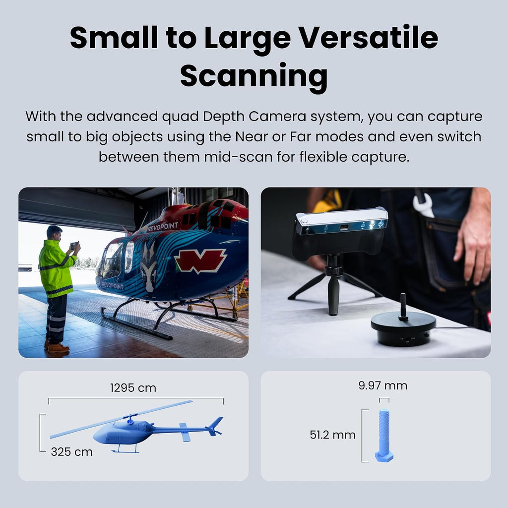 Revopoint MIRACO Plus 3D Scanner for 3D Printing Handheld, 3D Printer Scanner with Photogrammetry, Up to 0.02mm Precision, Full-Color Scan for Small to Large Objects, 32GB RAM