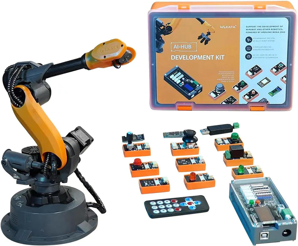 wlkata Mirobot Educational Kit Plus AI Development Suit 6DOF Mini Programmable Gripper arm Lightweight Educational Desktop Robotic arm 6DoF Lightweight Desktop Robotic Arm for K12 or 3D Printer