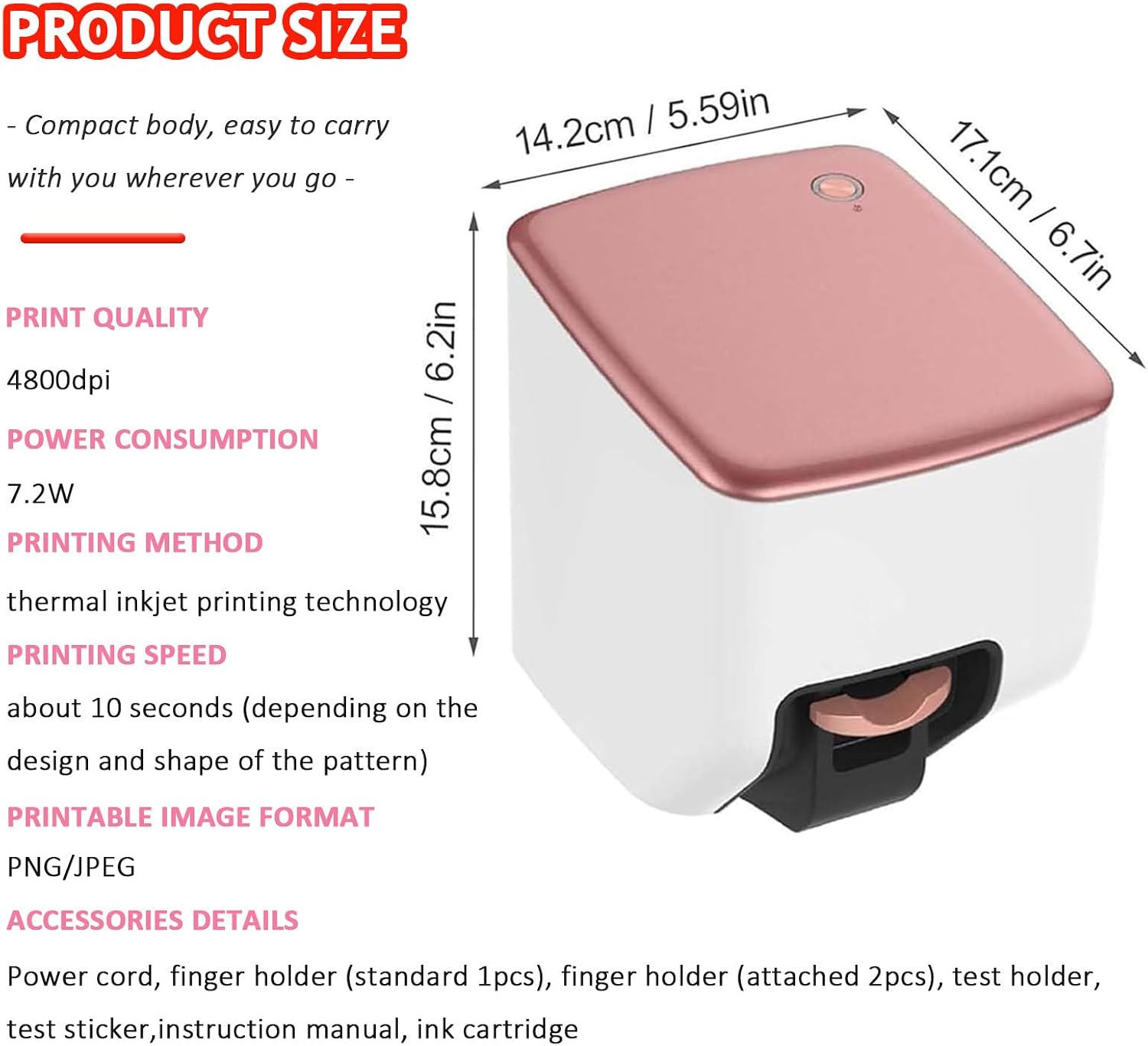 Digital Mobile Nail Art Printer,3D Nail Printing Robot Nail Art Printing Machine, Support APP/DIY, Fast Drawing in 10S, Portable Nail Painting Machine for Girls' Home Nails