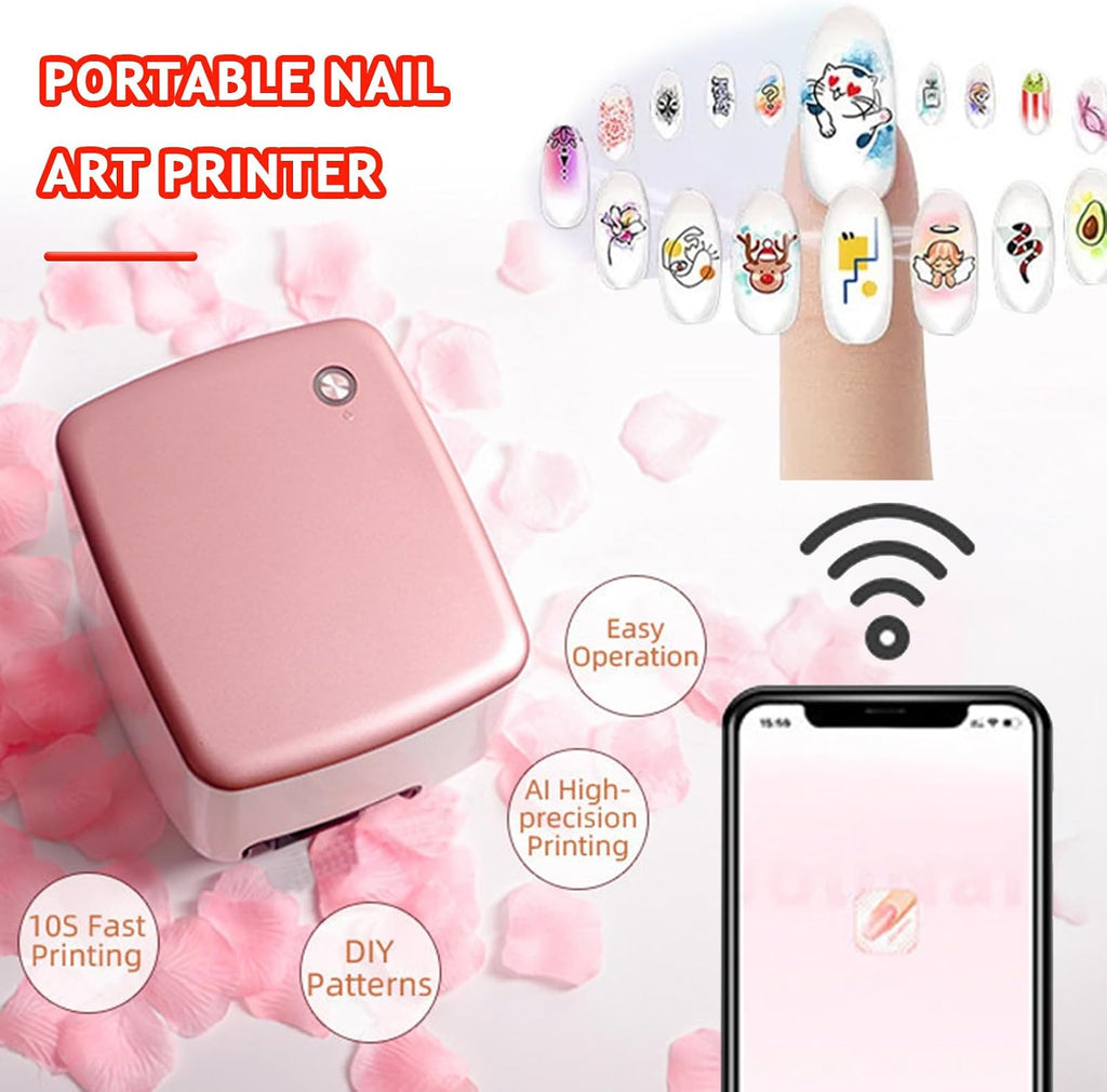 Digital Mobile Nail Art Printer,3D Nail Printing Robot Nail Art Printing Machine, Support APP/DIY, Fast Drawing in 10S, Portable Nail Painting Machine for Girls' Home Nails