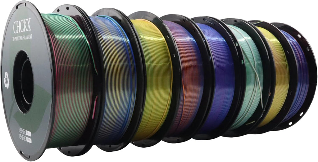 16 Pack PLA Filament Bundle, Silk Tricolor PLA Filament 16 Rolls, 1kg Spool(2.2lbs)，1.75 mm, Dimensional Accuracy +/- 0.02mm, 16 Different Triple Colors