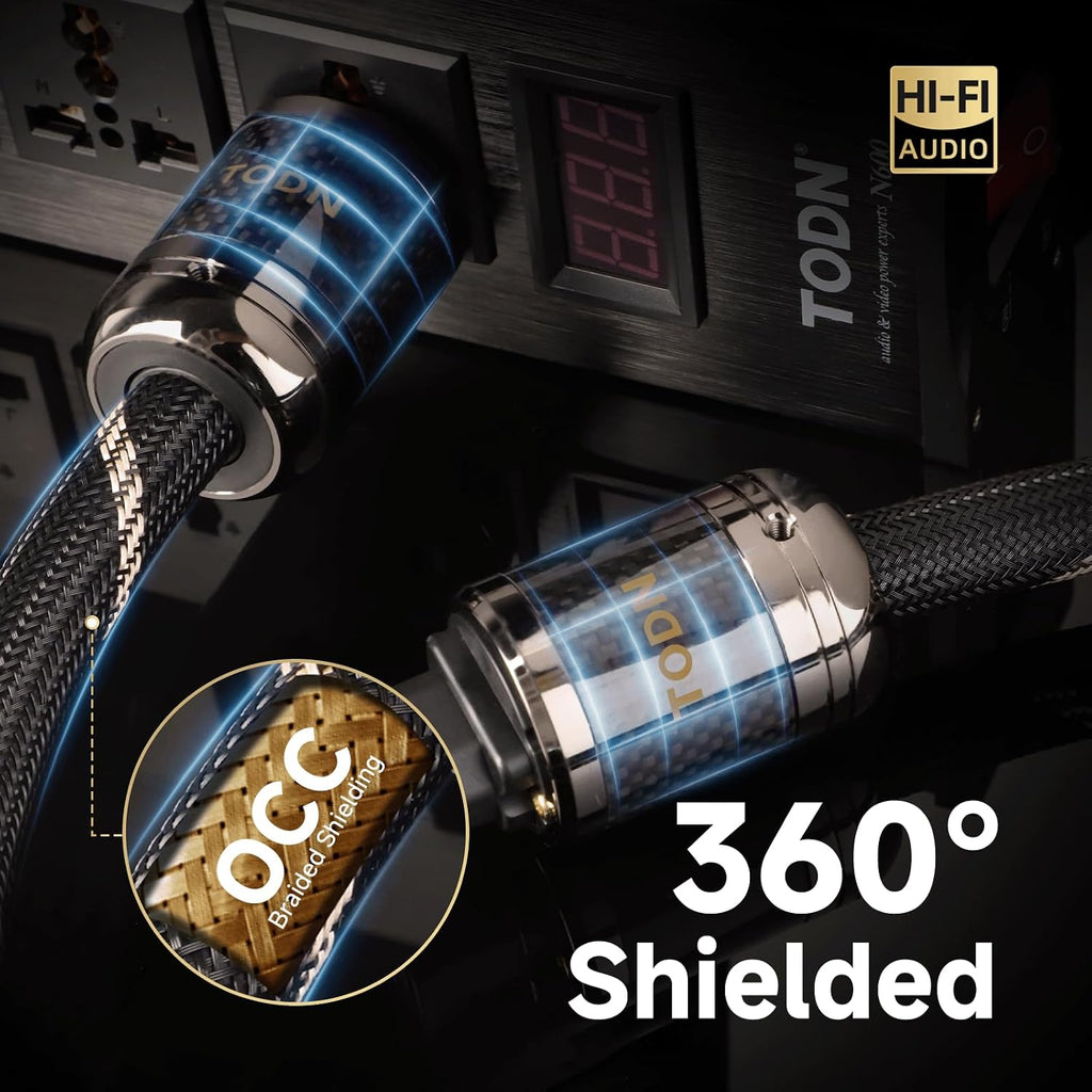 TODN HiFi Audio Power Cable and Power Conditioner with Filtered Outlets and Surge Protector for Home Theater