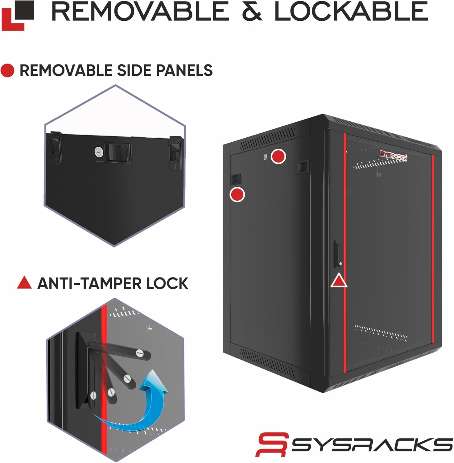 12U Wall Mount Network Cabinet, 18 Inch Deep Enclosed Server Rack with Locking Tempered Glass Door for Home Lab, Office IT & AV Equipment