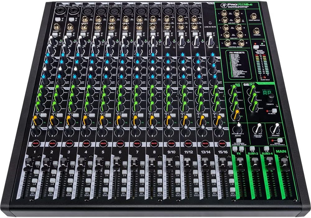 Mackie ProFX16v3 16-Channel Sound Reinforcement Mixer with Built-In FX, Gator Cases G-MIXERBAG-2118 Mixer Bag & Stereo Cable 10' Bundle