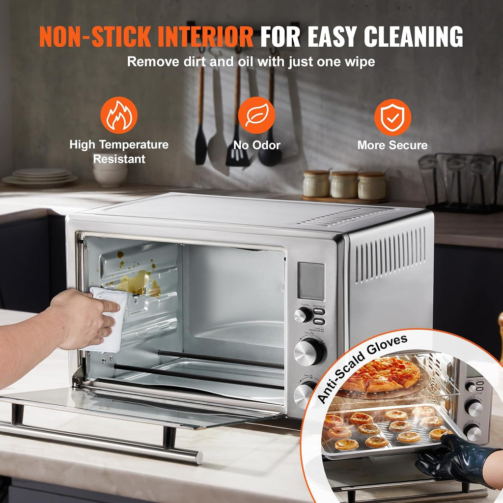 VEVOR Air Fryer Toaster Oven, 28L/29.6Qt Large Capacity 13 in 1 Functional Convection Oven, 1800W 2-Tier Toaster Ovens Countertop Combo with Wire Racks, Pizza Pan, Gloves, Home and Commercial Use