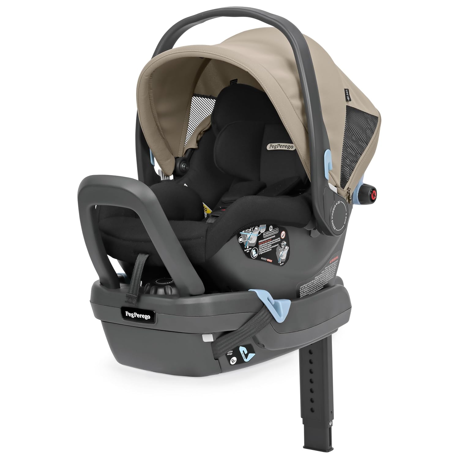 Peg Perego Primo Viaggio Nido - Rear Facing Infant Car Seat - Includes Base with Load Leg & Anti-Rebound Bar - for Babies 4 to 30 lbs - Made in Italy - Vanilla Blend