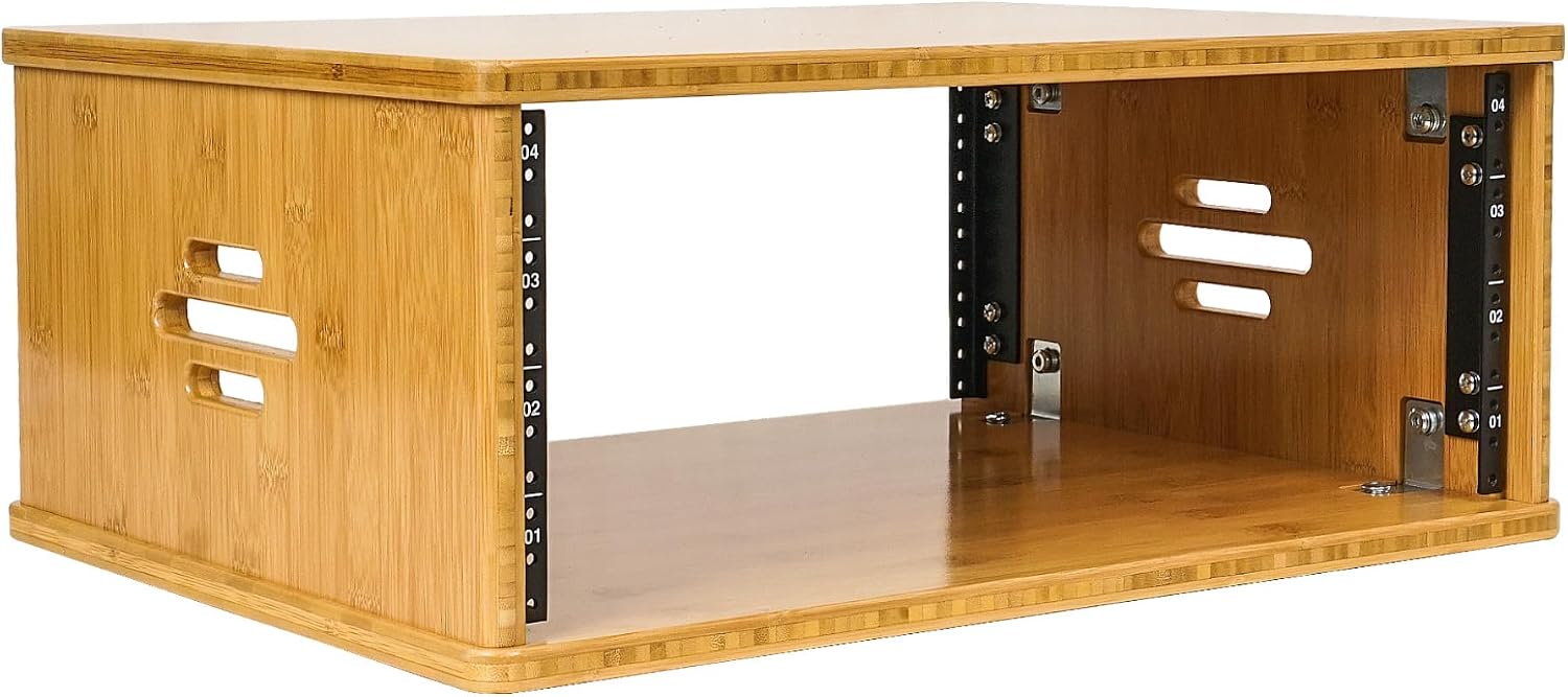 Sound Town DIY 4U Solid Bamboo Studio Rack w/ 14.2' Depth, Ventilation for Recording Room, PA/DJ Pro Audio, Home Audio (STBR-4U)