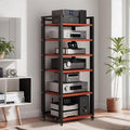 6 Tier Audio Rack Tower, Corner TV Console and AV Media Components Cabinet, Heavy Duty Stereo Racks and Stands with Adjustable Wooden Shelf for Home/Office/Theater(B)