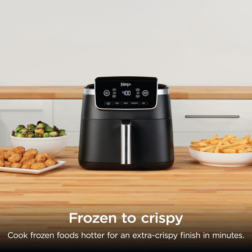 Ninja Air Fryer | 5 QT Capacity fit up to 4lbs of Fries | 5-in-1 Air Fry, Bake, Roast, Reheat, & Dehydrate | 400°F | Air Crisp Technology | 1750 Watts | Nonstick Basket & Crisper Plate | Grey | AF142