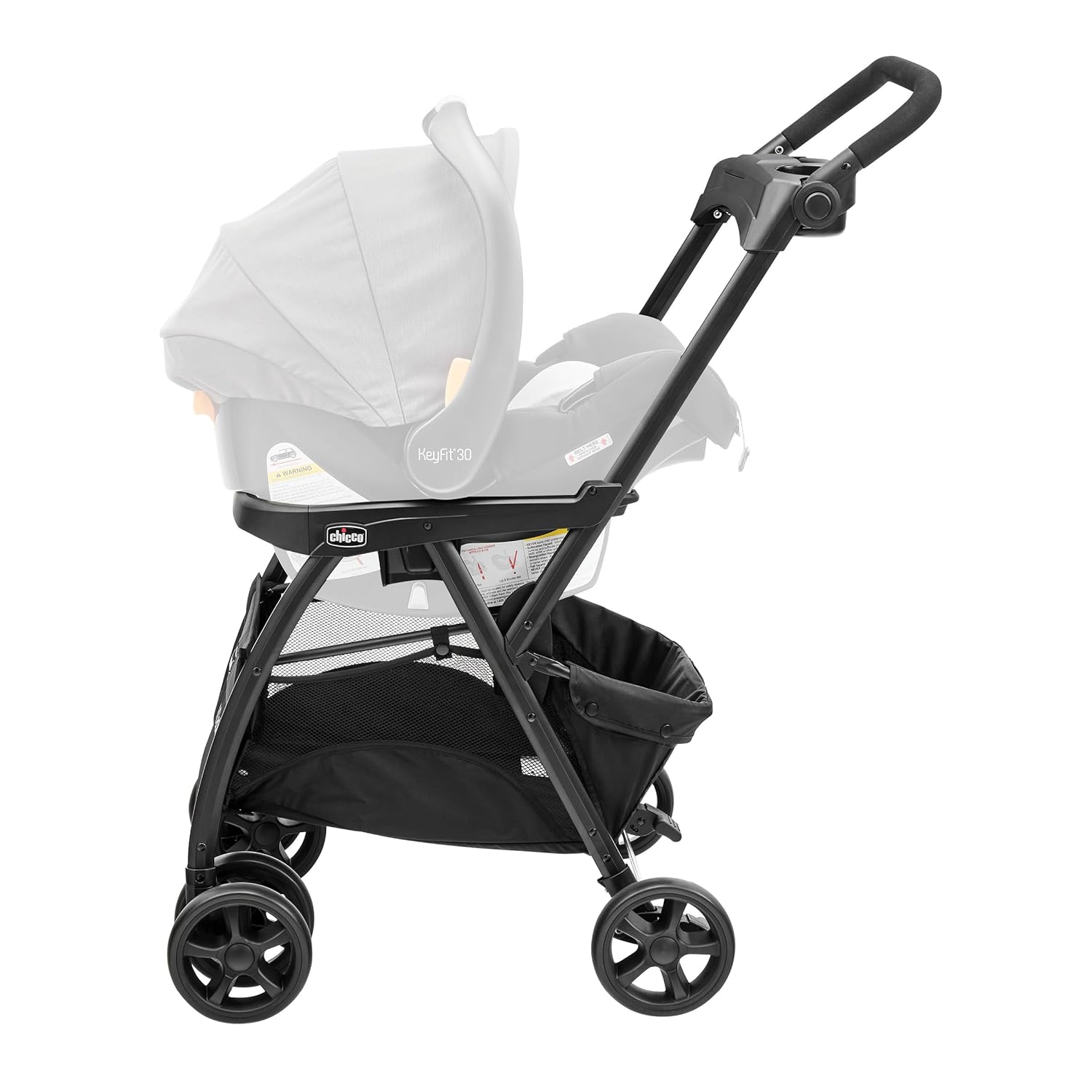 Chicco KeyFit Caddy Frame Stroller, Accepts All Chicco Infant Car Seats, Adjustable Handle, Parent Tray, Black/Black