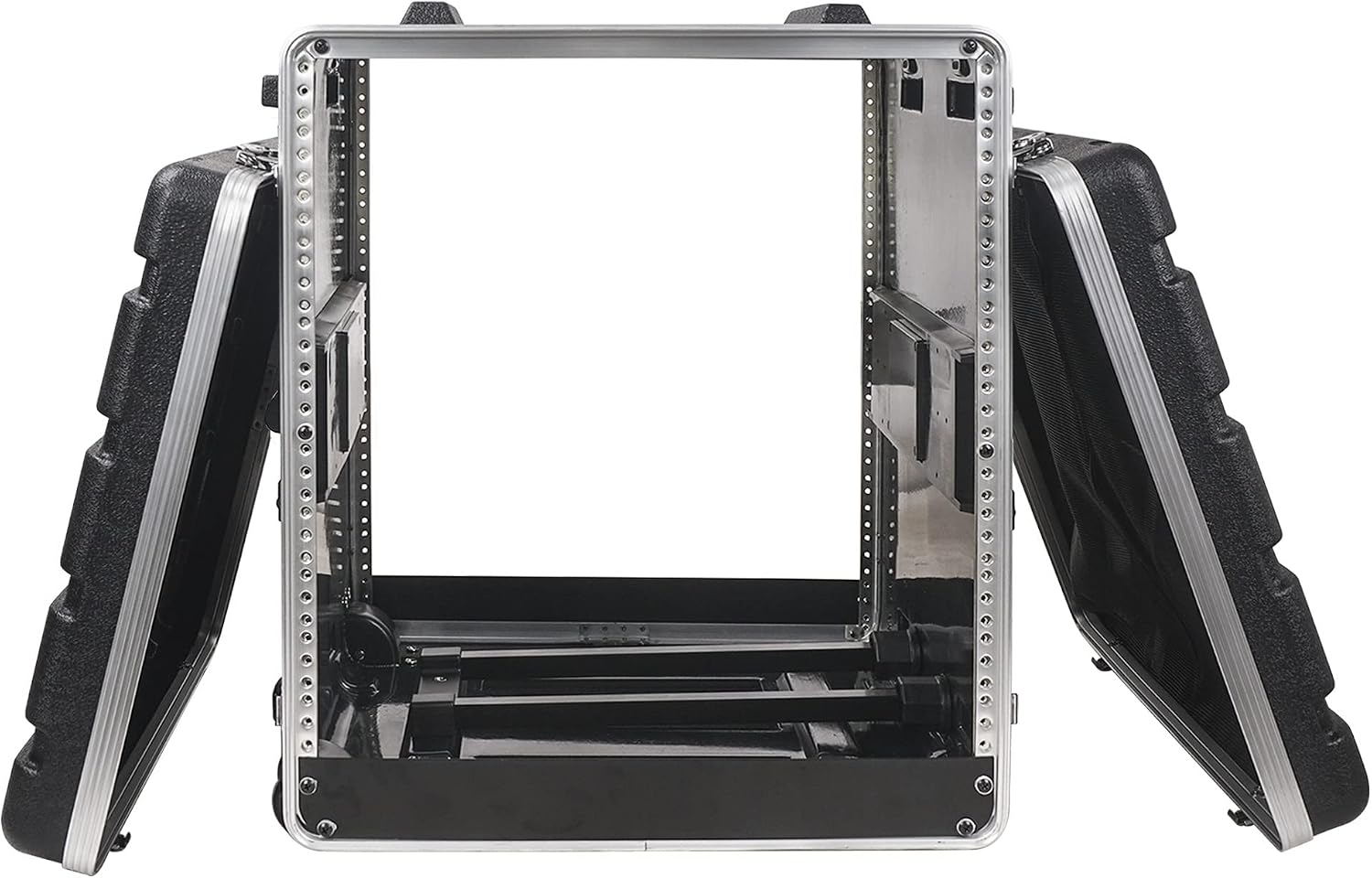 Sound Town Lightweight 12U PA DJ Rack/Road Case with 11U Rack Space, ABS Construction, 19' Depth, Retractable Handle, Wheels and Heavy-Duty Latches (STRC-A12UT)