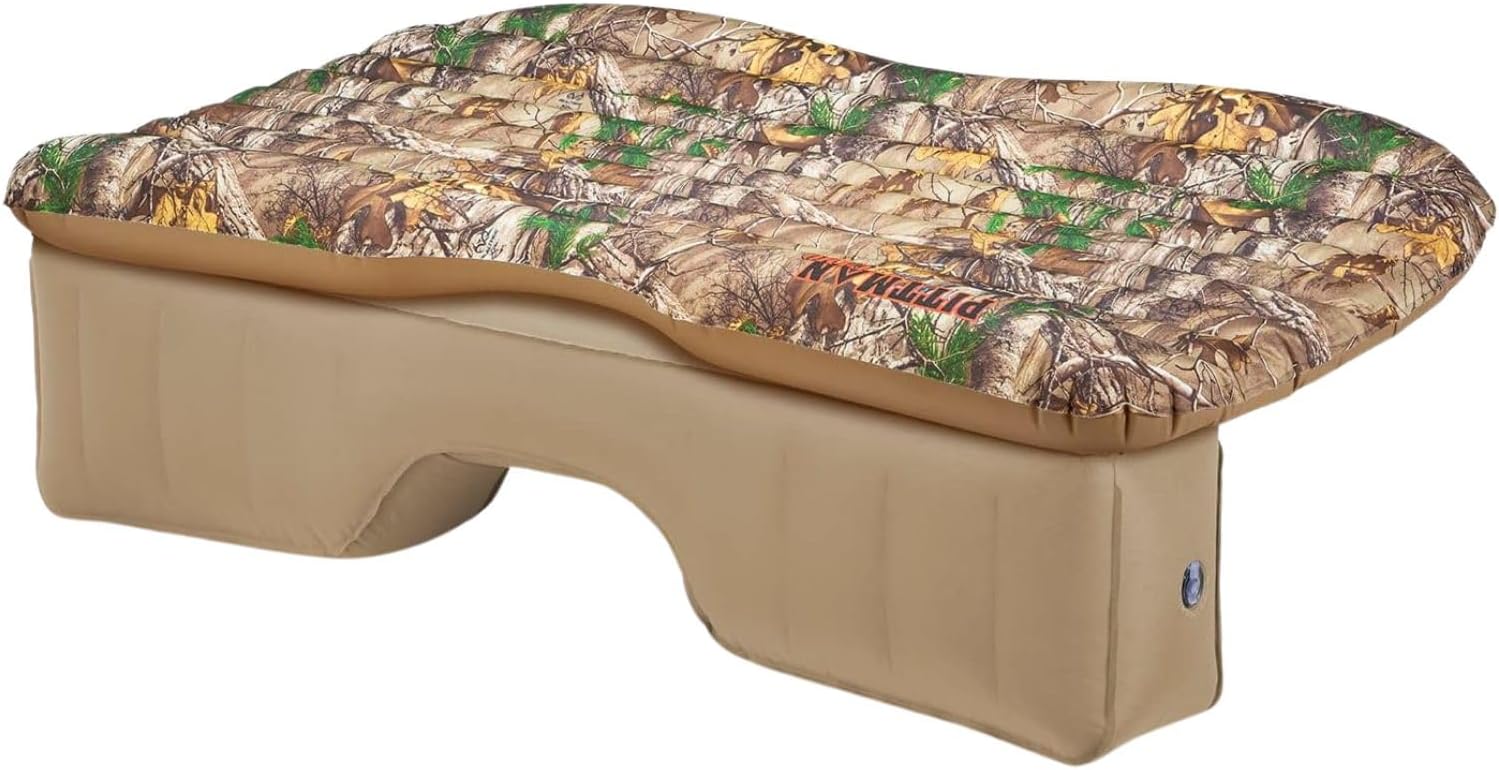Pittman Outdoors Backseat Bed Air Mattress – 60' Rear Seat Mattress for Trucks & SUVs – Includes Portable DC Air Pump – Truck Air Mattress for Back Seat Travel & Camping – Camo Print