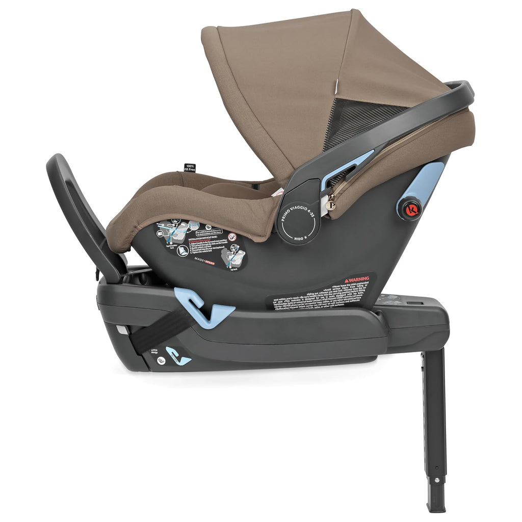 Peg Perego Primo Viaggio Nido - Rear Facing Infant Car Seat - Includes Base with Load Leg & Anti-Rebound Bar - for Babies 4 to 30 lbs - Made in Italy - Pine Bark