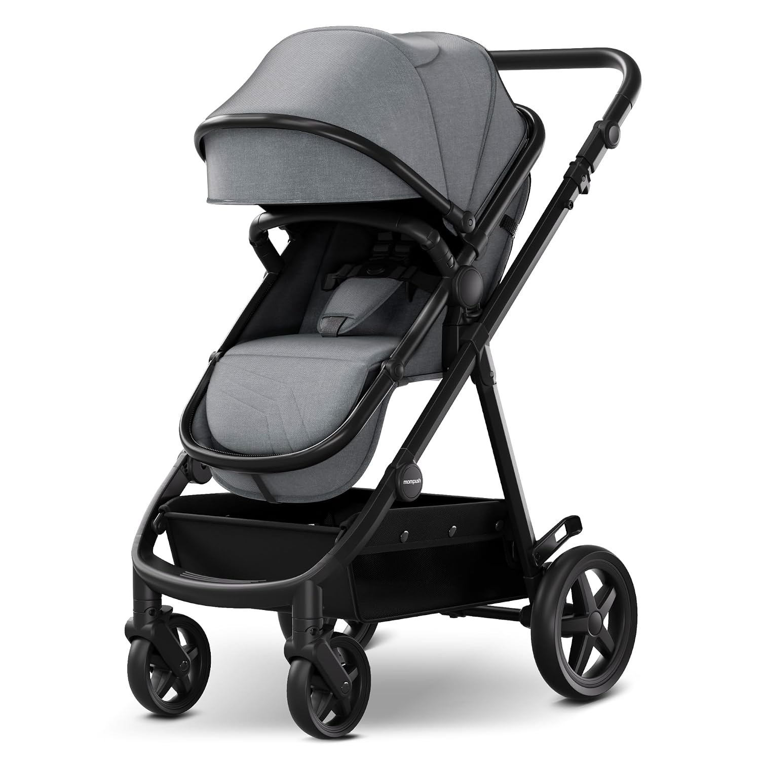 Mompush Meteor2 Baby Stroller 2-in-1 with Newborn Mode, Large Shock-Absorbing Wheels, Car Seat Adapter Included Full-Size Infant & Toddler Stroller for All-Terrain Family Outings